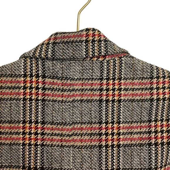 ZARA Gray Red Houndstooth Plaid Double Breasted Wool Coat Size XS - Picture 6 of 9